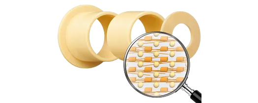 Microestrutura das buchas autolubrificantes igus em corte ampliado